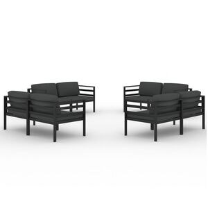 vidaXL Salon de jardin 8 pcs avec coussins Aluminium Anthracite