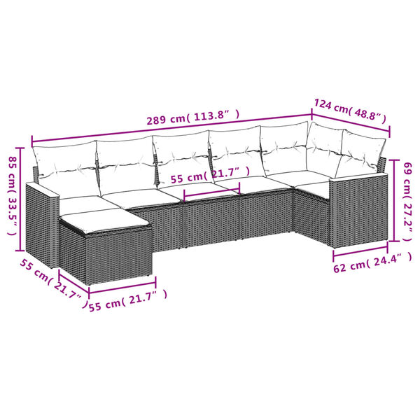 vidaXL Salon de jardin avec coussins 7 pcs beige r&eacute;sine tress&eacute;e