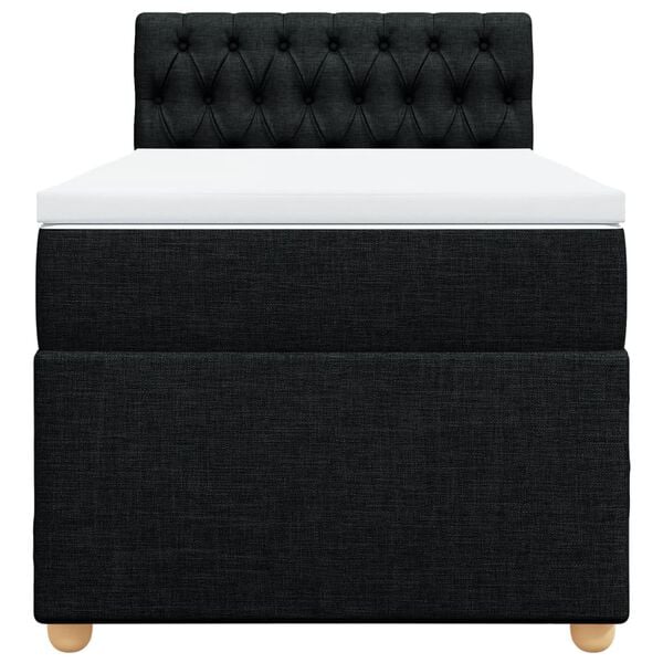 vidaXL Sommier à lattes de lit avec matelas noir 90x190 cm simple tissu