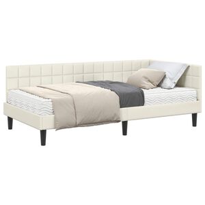 vidaXL Cadre de lit d'angle avec matelas Cr&egrave;me 90 x 190 cm Velours