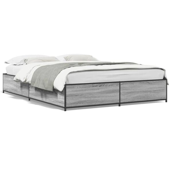 vidaXL Cadre de lit sans matelas sonoma gris 140x190 cm
