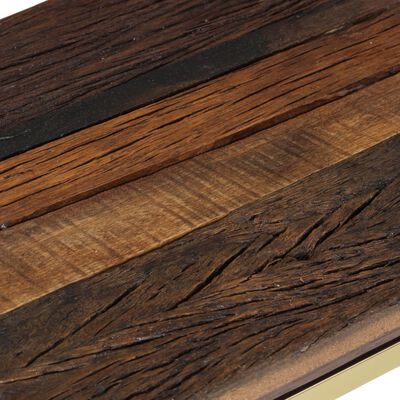 vidaXL Table console doré acier inoxydable et bois de mélèze massif