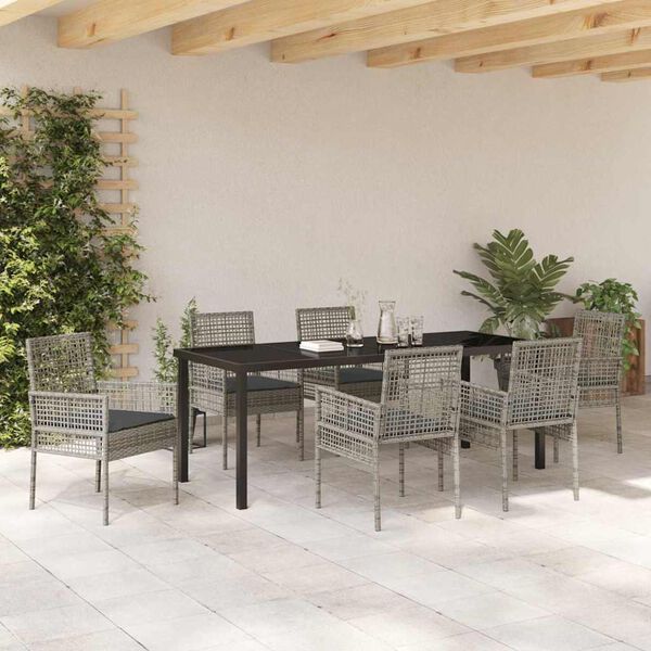 vidaXL Ensemble de salle &agrave; manger pour jardin 7 pcs Gris polyrotin
