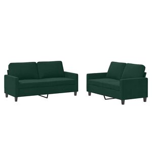 vidaXL Ensemble de canap&eacute;s 2 pcs avec coussins Vert fonc&eacute; Velours