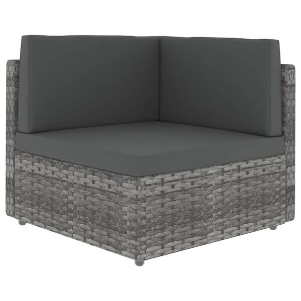 vidaXL Salon de jardin 8 pcs avec coussins Gris R&eacute;sine tress&eacute;e