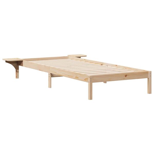 vidaXL Cadre de lit avec tables de chevet Naturel 90 x 210 cm