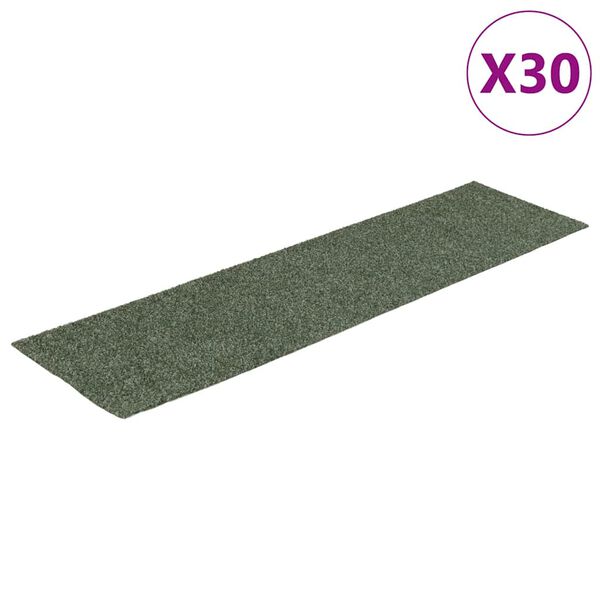 vidaXL Tapis d'escalier autocollants 30 pi&egrave;ces 76 x 20 cm Vert Rectangulaire