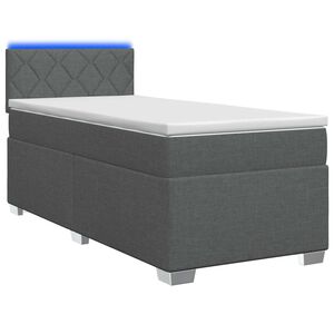 vidaXL Lit de box spring avec matelas et LED Gris fonc&eacute; 90 x 200 cm
