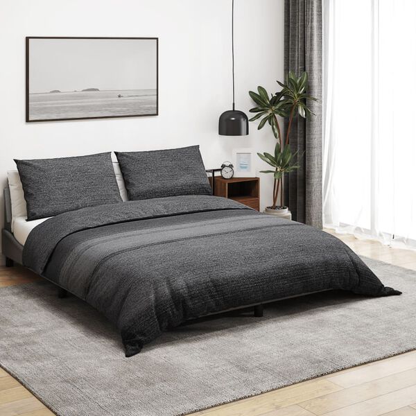 vidaXL Ensemble de housse de couette gris fonc&eacute; 200x200 cm Coton