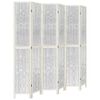 vidaXL Cloison de s&eacute;paration 6 panneaux blanc bois de paulownia massif