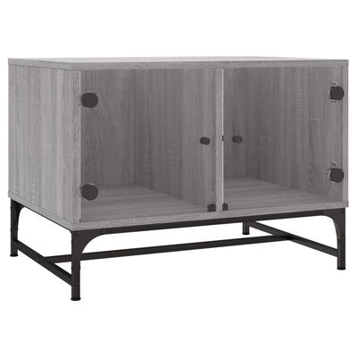 vidaXL Table basse avec portes en verre sonoma gris 68,5x50x50 cm