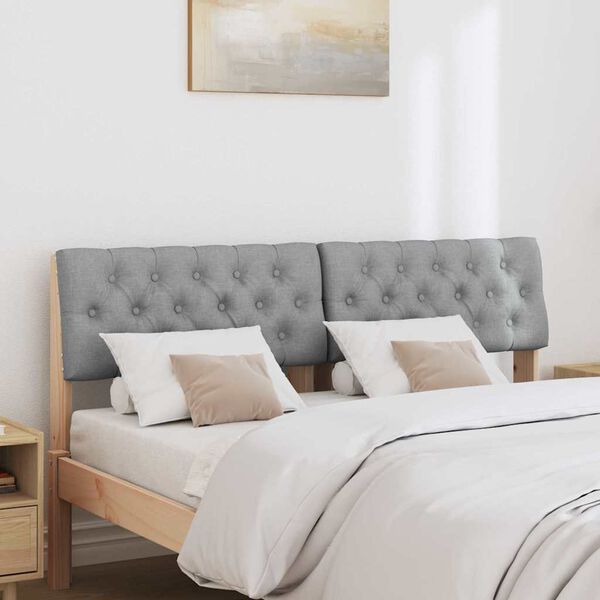 vidaXL T&ecirc;te de lit capitonn&eacute;e Gris clair 150 cm Pin massif