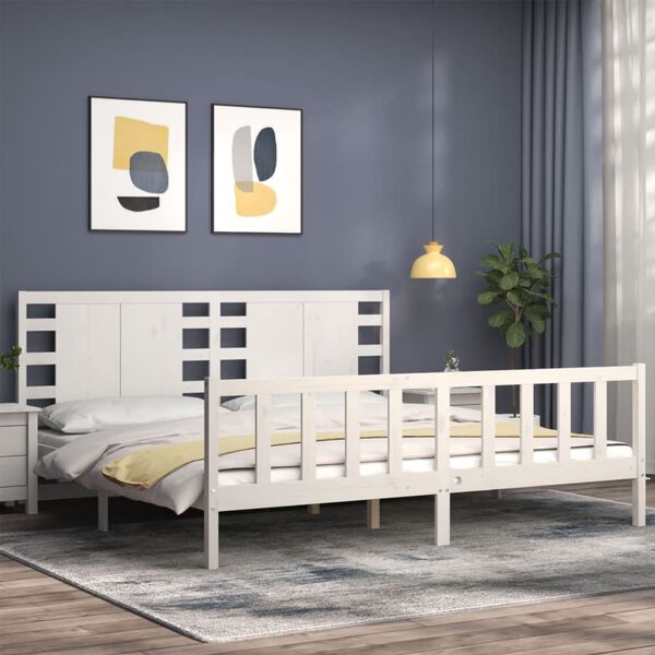 vidaXL Cadre de lit sans matelas blanc 200x200 cm bois massif de pin