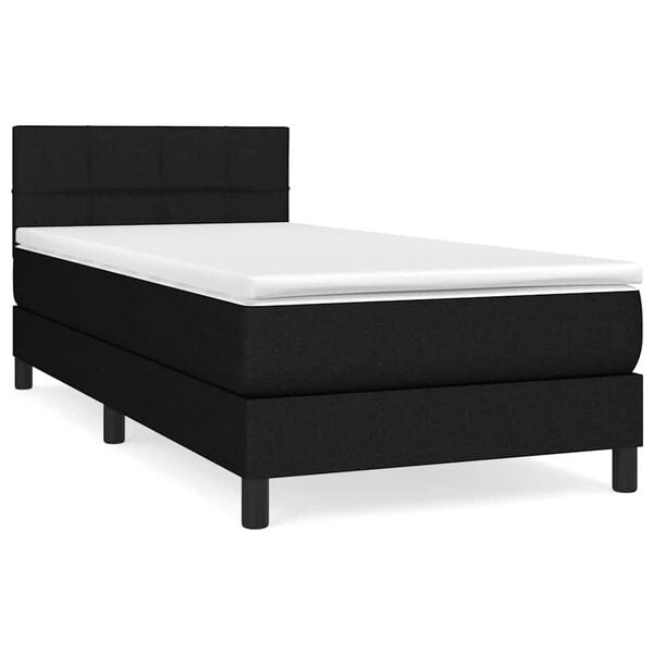 vidaXL Sommier &agrave; lattes de lit avec matelas Noir 90x190 cm Tissu
