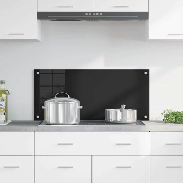 vidaXL Protection de cuisine Noir 90 x 40 cm verre tremp&eacute;