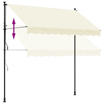 vidaXL Auvent rétractable crème 250x150 m tissu et acier