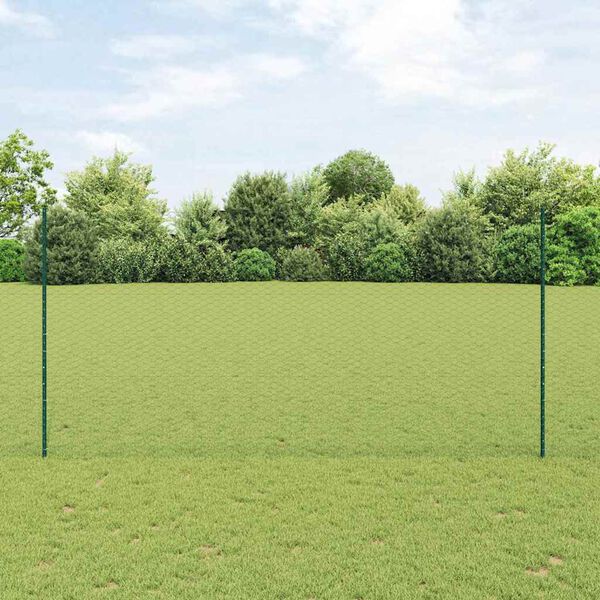 vidaXL Clôture avec poteau Vert 1,5 x 50 m Acier et PVC