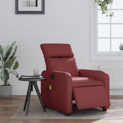 vidaXL Fauteuil de massage inclinable électrique rouge bordeaux