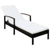 vidaXL Chaise longue avec coussin R&eacute;sine tress&eacute;e Marron