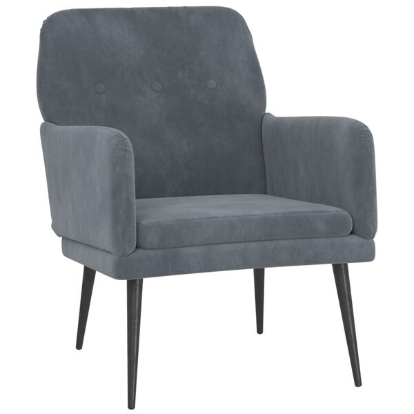 vidaXL Fauteuil Gris foncé 62x79x79 cm Velours