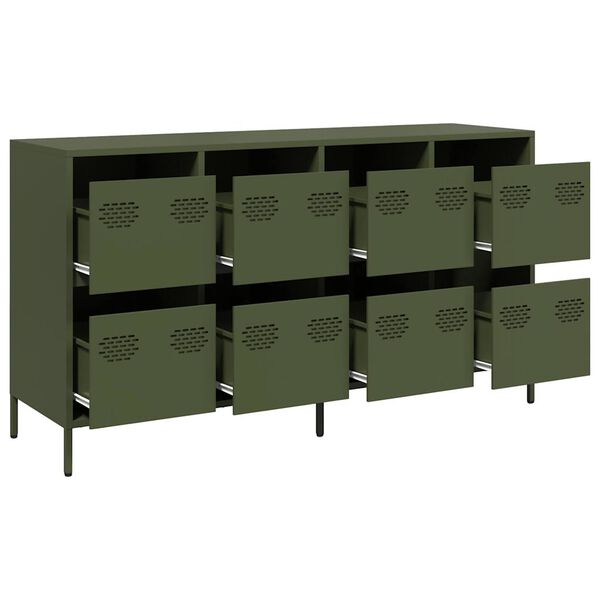 vidaXL Buffet vert olive 135x39x73,5 cm acier laminé à froid