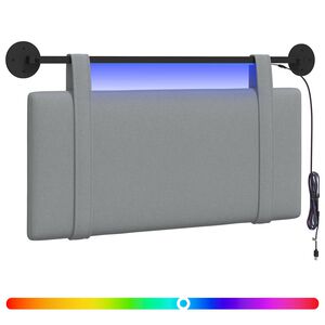vidaXL T&ecirc;te de lit suspendue Avec lumi&egrave;re LED Gris clair Tissu