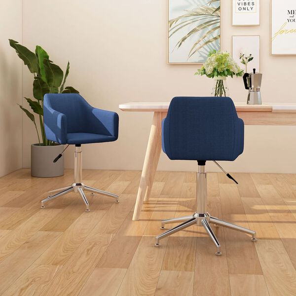 vidaXL Chaises pivotantes &agrave; manger lot de 2 bleu tissu