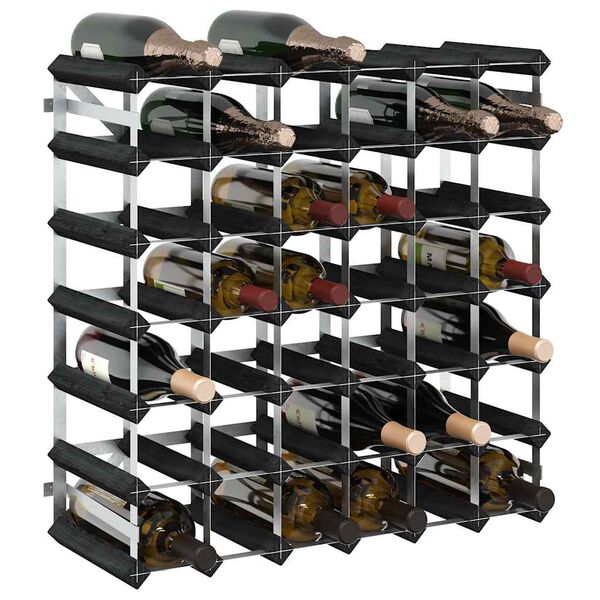 vidaXL Casier &agrave; bouteilles pour 42 bouteilles Noir Bois de pin solide