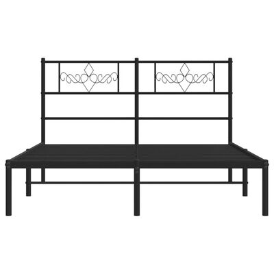 vidaXL Cadre de lit métal sans matelas avec tête de lit noir 135x190cm