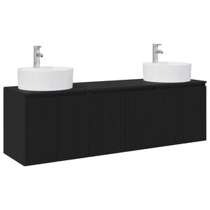 vidaXL Ensemble d'armoire de salle de bain 3 pc Noir