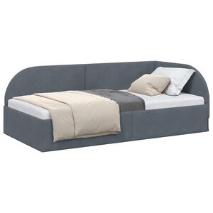 vidaXL Cadre de lit d'angle Gris fonc&eacute; 90 cm x 200 cm Velours
