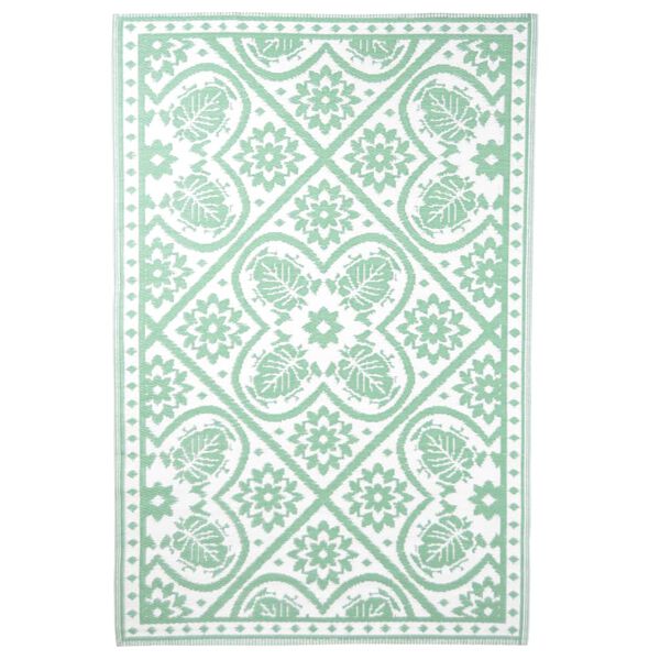Esschert Design Tapis d'extérieur 182x122 cm Tuiles Vert et blanc