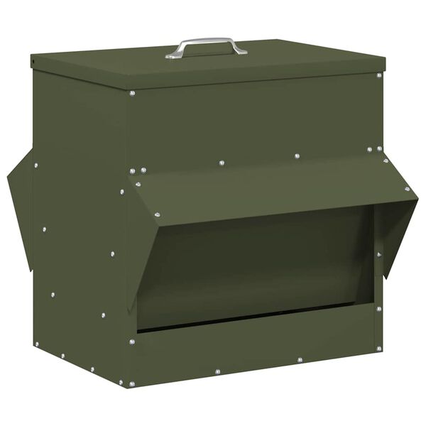 vidaXL Mangeoire pour poules Vert olive 40,5 x 45 x 41 cm