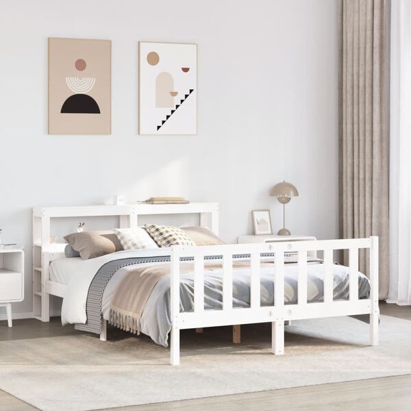 vidaXL Cadre de lit sans matelas blanc 160x200 cm bois de pin massif