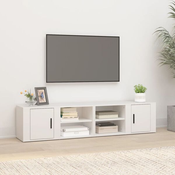 vidaXL Meubles TV 2 pcs Blanc 80x31,5x36 cm Bois d'ing&eacute;nierie