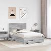 vidaXL Cadre de lit Gris Sonoma 135 x 190 cm Bois d'ing&eacute;nierie