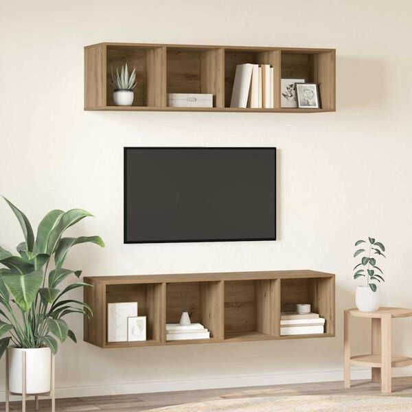 vidaXL Ensemble meuble TV 2 pcs Ch&ecirc;ne artisanal 37 x 37 x 142,5 cm