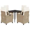vidaXL Ensemble &agrave; manger de jardin avec coussins 5pcs Beige poly rotin