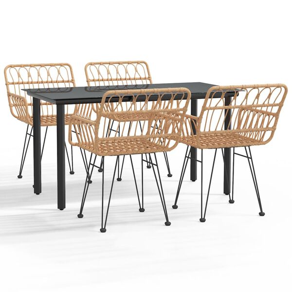 vidaXL Ensemble à manger de jardin 5pcs Résine tressée