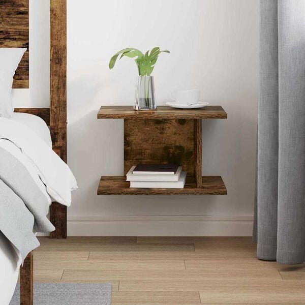 vidaXL Table de chevet Ch&ecirc;ne fum&eacute; 40 x 30 x 25 cm Bois d'ing&eacute;nierie