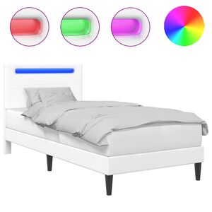 vidaXL Cadre de lit avec bandes LED Blanc 80 x 200 cm Simili cuir