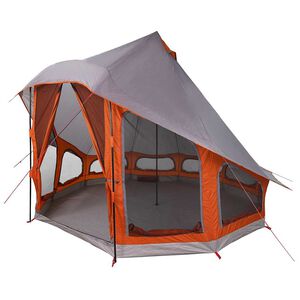 vidaXL Tente Tipi avec toit Gris et orange 404 x 370 x 270 cm taffetas