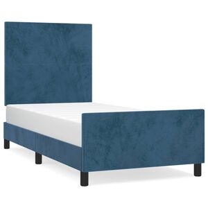 vidaXL Cadre de lit sans matelas bleu fonc&eacute; 90x190 cm velours