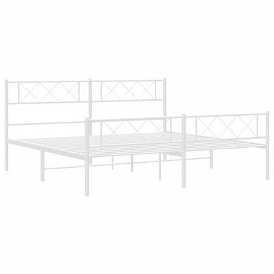 vidaXL Cadre de lit métal avec tête de lit/pied de lit blanc 180x200cm