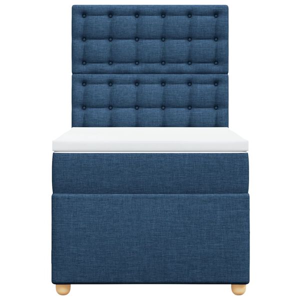 vidaXL Sommier &agrave; lattes de lit avec matelas Bleu 100x200 cm Tissu