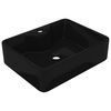 Vasque carr&eacute;e &agrave; trou pour robinet c&eacute;ramique Noir pour salle de bain