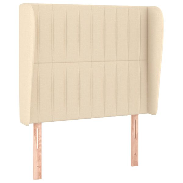 vidaXL T&ecirc;te de lit avec oreilles Cr&egrave;me 83x23x118/128 cm Tissu