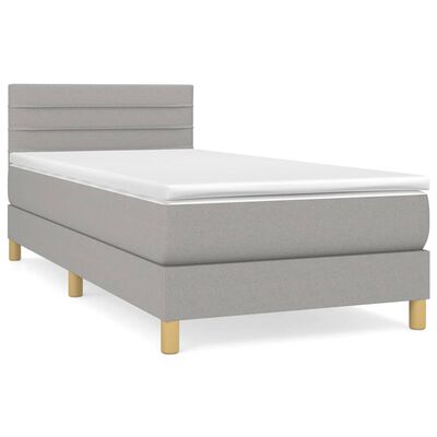 vidaXL Sommier à lattes de lit avec matelas Gris clair 90x200 cm Tissu