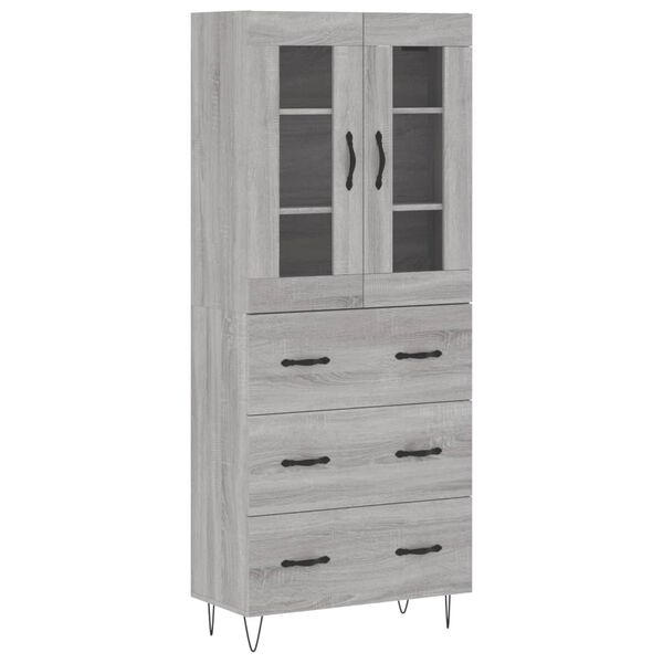 vidaXL Buffet haut Sonoma gris 69,5x34x180 cm Bois d'ing&eacute;nierie