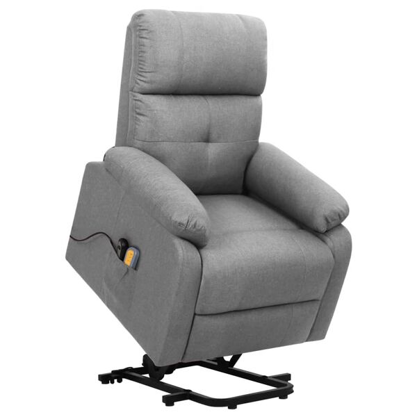 vidaXL Fauteuil de massage inclinable Gris clair Tissu